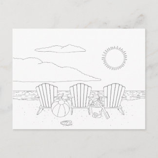 Strandstühle - Erwachsenenfarben Postkarte