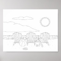 Strandstühle Erwachsenenfarbenplakat