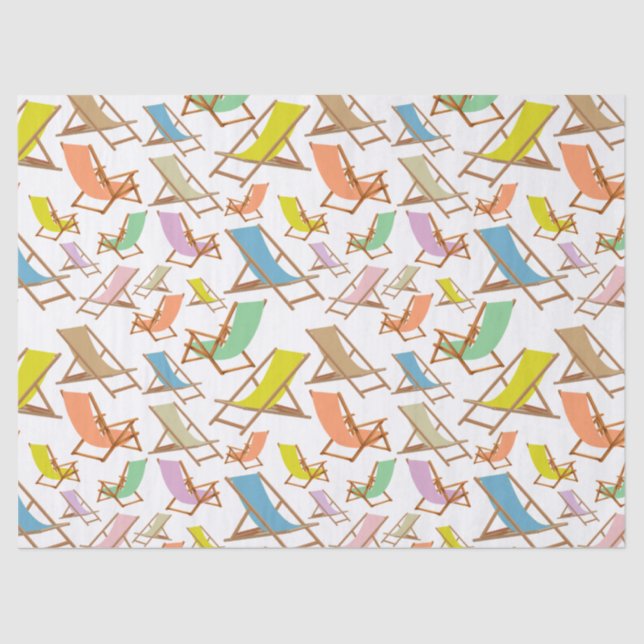 STRANDSTÜHLE IN VIELEN FARBEN  SEIDENPAPIER (Vorderseite)