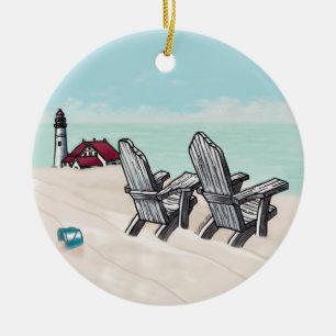 Strandstühle Leuchtturm Keramik Ornament