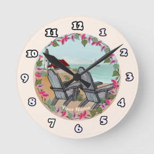 Strandstühle Leuchtturm-Uhr Runde Wanduhr