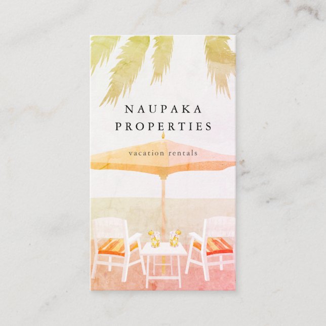 Strandstühle Pink Vacation Rental Business Card Visitenkarte (Vorderseite)