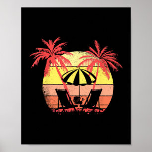 Strandstühle Sonnenschirm Sommer Sonnenuntergang 8 Poster