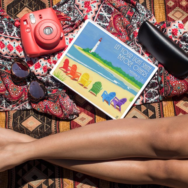 Strandstühle und Leuchtturm Inspiration Postkarte (Von Creator hochgeladen)