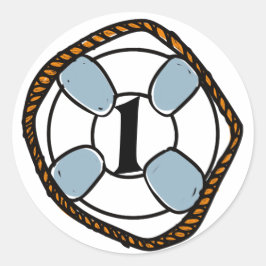 Strandsurf zum ersten Geburtstag Runder Aufkleber