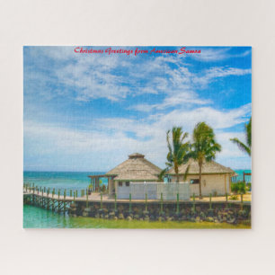 Strandszene Amerikanisch-Samoa.Weihnachtsgrüße Puzzle