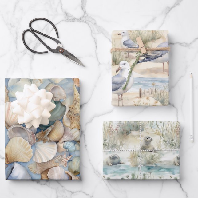 Strandszenen  geschenkpapier set (Vorderseite)