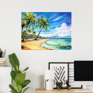 Strandtag auf Kauai Poster