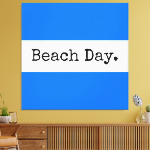 STRANDTAG BREITE Bright Blue White Summer Streifen Leinwanddruck