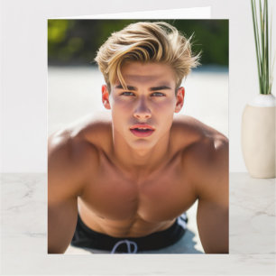 Strandtag Crush - Blonder Mann ohne Shirt Karte