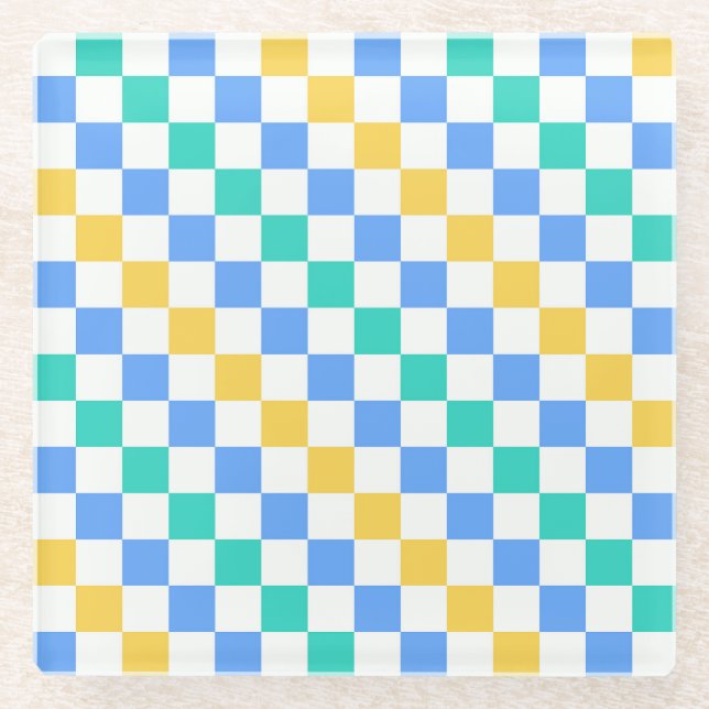 Strandtag-Diagonal-Karo-Muster Glasuntersetzer (Vorderseite)