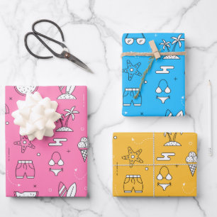 Strandtag Sommer-Verpackungspapier-Set Geschenkpapier Set
