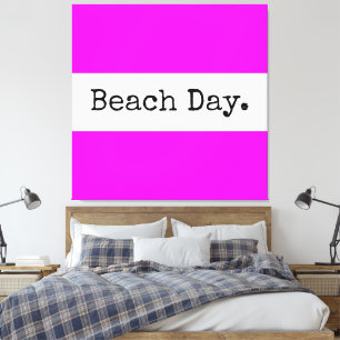 STRANDTAG Spaß Helle tropisch rosa Streifen Leinwanddruck