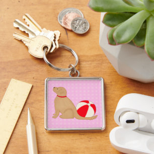 Strandtage Hund Süßigkeiten Baumwolle Rosa Schlüss Schlüsselanhänger
