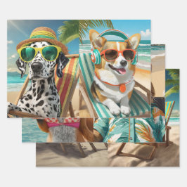 Strandtage, Sonnenschein und Tierfreunde Geschenkpapier Set