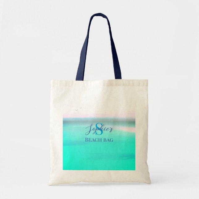 Strandtasche mit personalisierbarem Namen Tragetasche (Vorne)