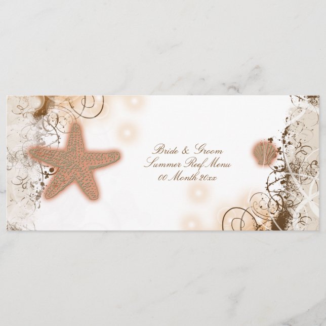 Strandthemahochzeit ~ Menüschablone Menükarte (Vorderseite)