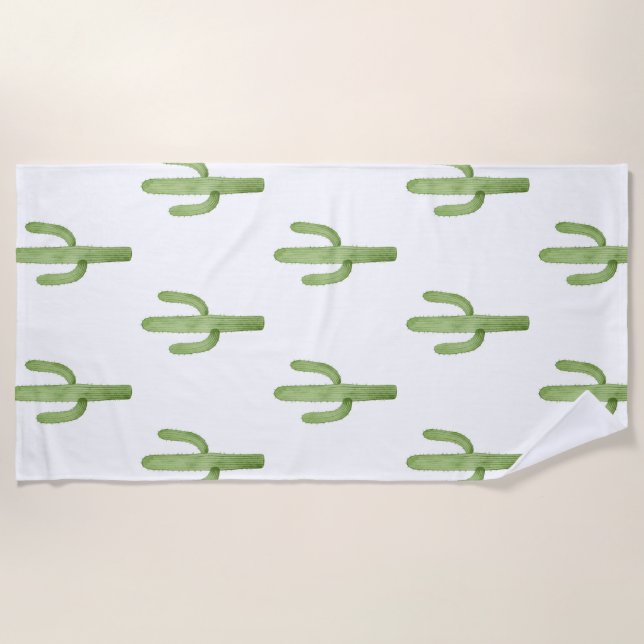 Strandtuch Aquarellkaktus (Vorderseite)