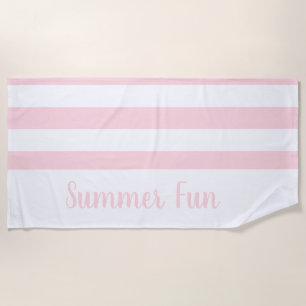 Strandtuch Feder Pastell Rosa & Weiß gestreift