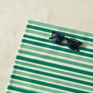 Strandtuch Federgrün & Weiß gestreift