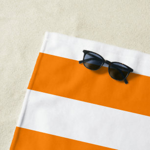 Strandtuch Federorange & Weiß gestreift