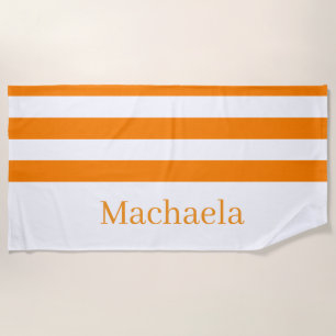 Strandtuch Federorange & Weiß gestreift
