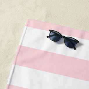Strandtuch Federpastell Rosa & Weiß gestreift