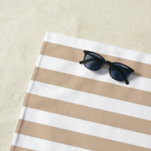 Strandtuch Federweiß & Weiß gestreift
