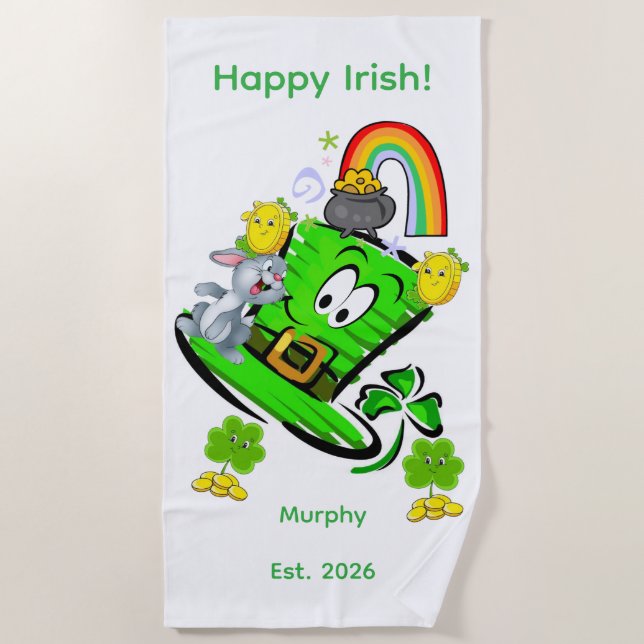 Strandtuch Frohen St. Patrick's Day Hase (Vorderseite)