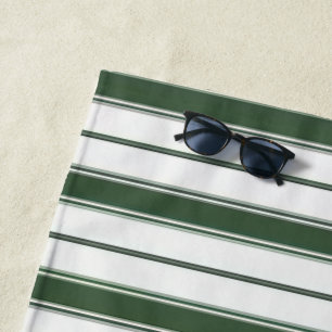 Strandtuch Frühling Jägergrün & Weiß gestreift
