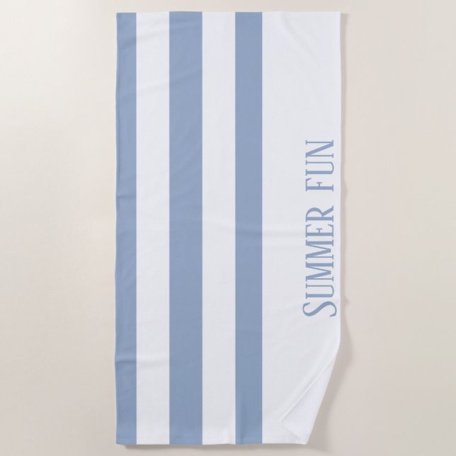 Strandtuch Frühlingspastell Blau-weiß gestreift (Vorderseite)