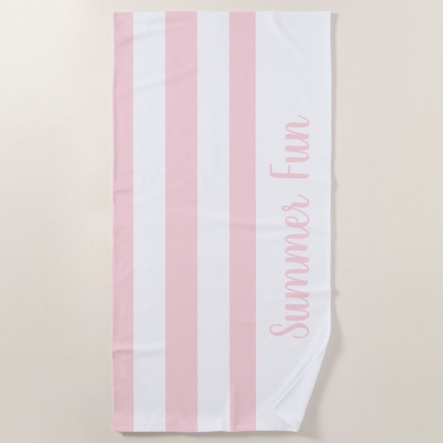 Strandtuch Frühlingspastell Rosa & Weiß gestreift (Vorderseite)