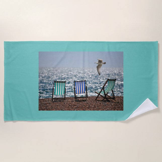 Strandtuch mit entspannender Szene des Ozeans. (Vorderseite)