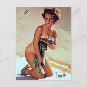 Strandtuch Pin Up Postkarte