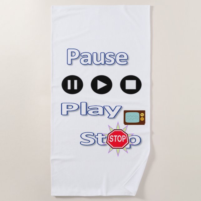 Strandtuch Play Pause Stop  (Vorderseite)