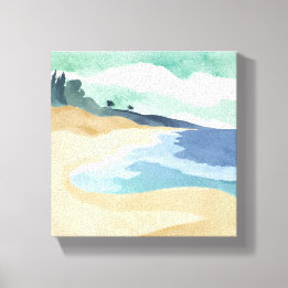 Strandufer | Wasserfarbe Blau Leinwanddruck