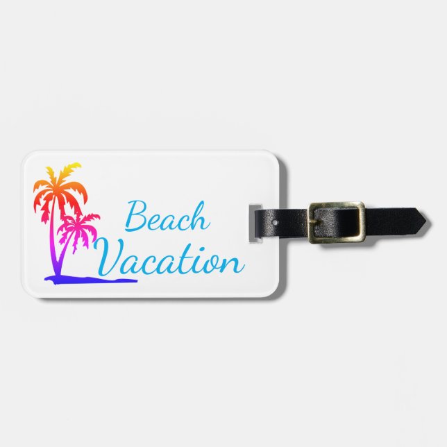 Strandurlaub Gepäckmarke mit Palmen Gepäckanhänger (Vorderseite horizontal)