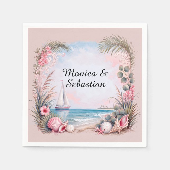 Strandurlaub Küsten-Segelszene Serviette (Vorderseite)