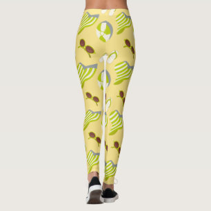 Strandurlaub-Muster mit Sonnenbrille und Sonnenhut Leggings