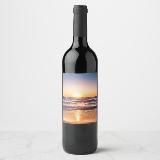 Strandurlaub Weinetikett (Vorderseite)