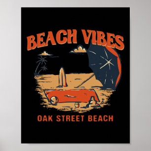 Strandvibes Oak Street Beach Sommer Illinois Tropi Poster