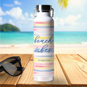 Strandvibes Wasserfarbe Pastellstreifen Personalis Trinkflasche