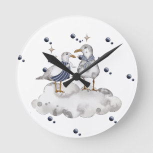 Strandvögel Runde Wanduhr