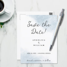 STRANDWÄSCHE SAVE THE DATE DUSTY BLUE WATERCOLOR