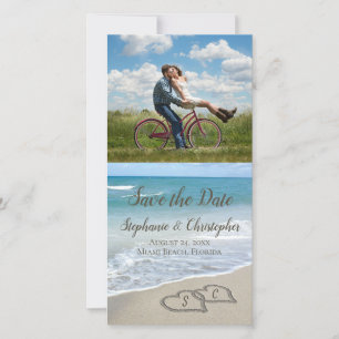 StrandWedding Monogram Herz in Sand Save The Date