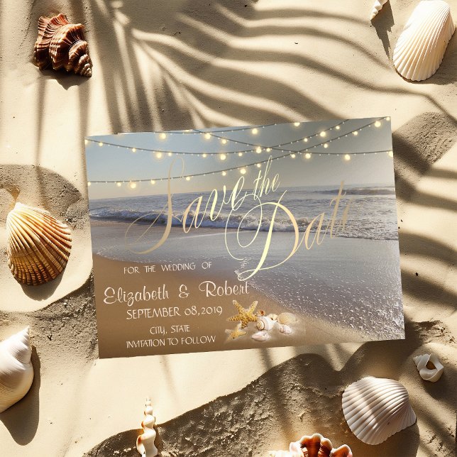 StrandWedding Seashell String Lichter SaveThe Date Save The Date (Von Creator hochgeladen)
