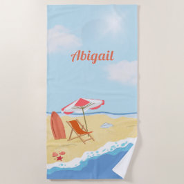 Strandweg am Wasser, Name, Sonnenschirm, Stuhl Strandtuch