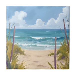 Strandweg   Ozean Aquarell Küstenmalerei Fliese
