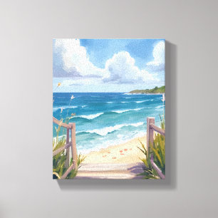 Strandweg Wasserfarbe Küsten Dünen Ozean Malerei Leinwanddruck