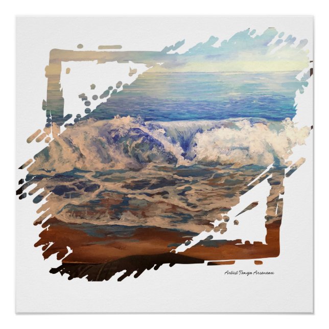 Strandwellen Blau  Poster (Vorderseite)